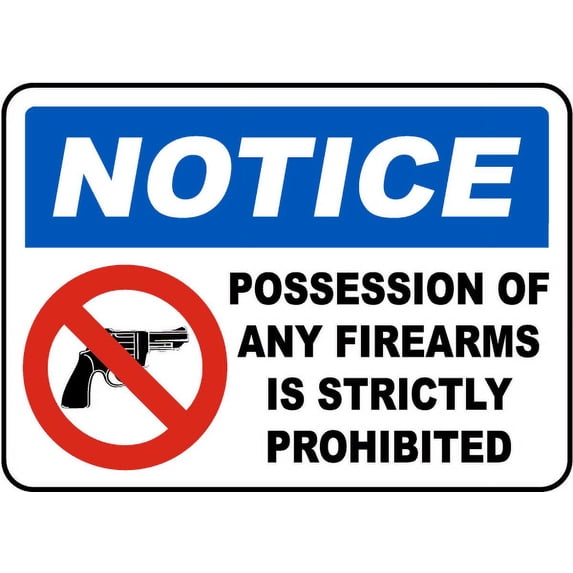Vinyl Stickers - Firearms Strictly Forbidden Sign - Safety and Warning Warehouse Signs Stickers - 3.5" x 5" - 10 Pack