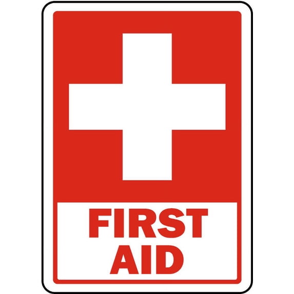 Vinyl Stickers - First Aid Sign 1 - Safety and Warning Warehouse Signs Stickers - 10" x 7" - 3 Pack