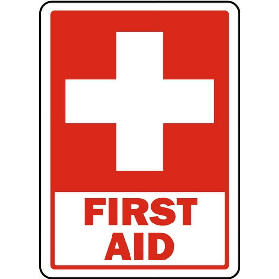Vinyl Stickers - First Aid Sign 1 - Safety and Warning Warehouse Signs Stickers - 3.5" x 5" - 10 Pack