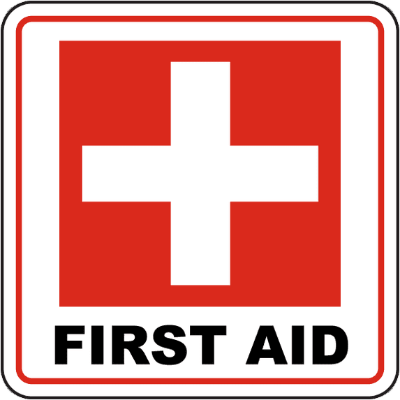 Vinyl Stickers - First Aid Sign 2 - Safety and Warning Warehouse Signs Stickers - 3.5" x 5" - 6 Pack
