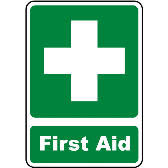 Vinyl Stickers - First Aid Sign - Safety and Warning Warehouse Signs Stickers - 3.5" x 5" - 6 Pack