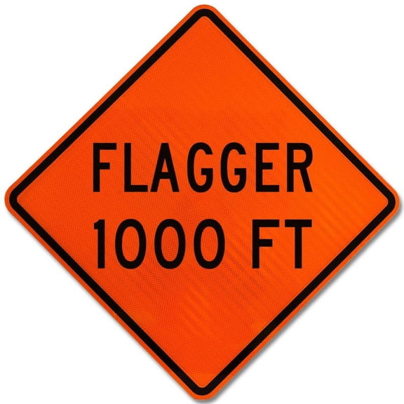 Vinyl Stickers - Flagger 1000 FT Sign - Safety and Warning Warehouse Signs Stickers - 3.5" x 5" - 6 Pack