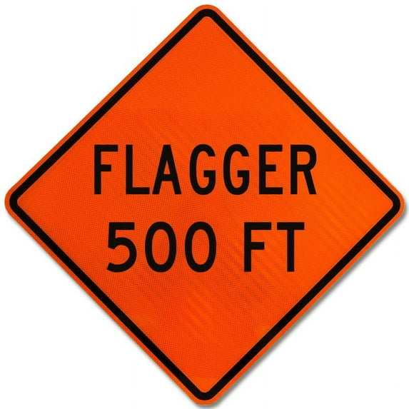 Vinyl Stickers - Flagger 500 FT Sign - Safety and Warning Warehouse Signs Stickers - 13" x 9" - 10 Pack