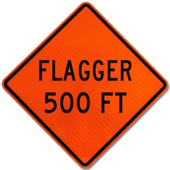 Vinyl Stickers - Flagger 500 FT Sign - Safety and Warning Warehouse Signs Stickers - 18" x 24" - 3 Pack