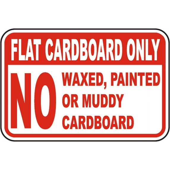 Vinyl Stickers - Flat Cardboard Only Sign - Safety and Warning Warehouse Signs Stickers - 13" x 9" - 10 Pack