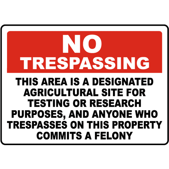Vinyl Stickers - Florida Designated Agricultural Site for Testing or Research Sign - Safety and Warning Warehouse Signs Stickers - 10" x 7" - 10 Pack