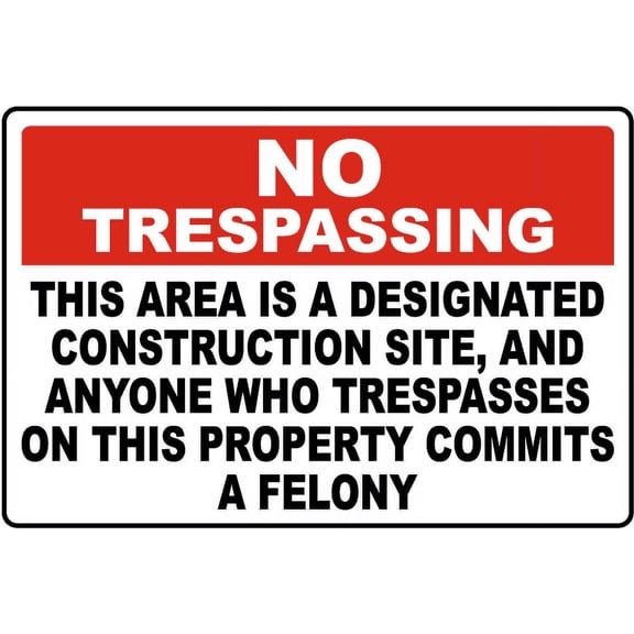 Vinyl Stickers - Florida Designated Construction Site No Trespassing Sign - Safety and Warning Warehouse Signs Stickers - 3.5" x 5" - 3 Pack