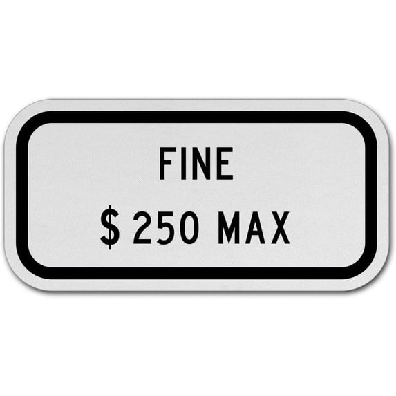 Vinyl Stickers - Florida Fine $250 Max Sign - Safety and Warning Warehouse Signs Stickers - 3.5" x 5" - 6 Pack