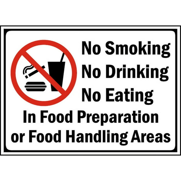 Vinyl Stickers - Food Preparation Handling Areas Sign - Safety and Warning Warehouse Signs Stickers - 10" x 7" - 3 Pack