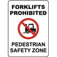 thumbnail image 1 of Vinyl Stickers - Forklifts Prohibited Safety Zone Sign - Safety and Warning Warehouse Signs Stickers - 10" x 7" - 6 Pack, 1 of 5
