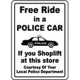 thumbnail image 1 of Vinyl Stickers - Free Ride in A Police Car Sign Q2 - Safety and Warning Warehouse Signs Stickers - 3.5" x 5" - 10 Pack, 1 of 5