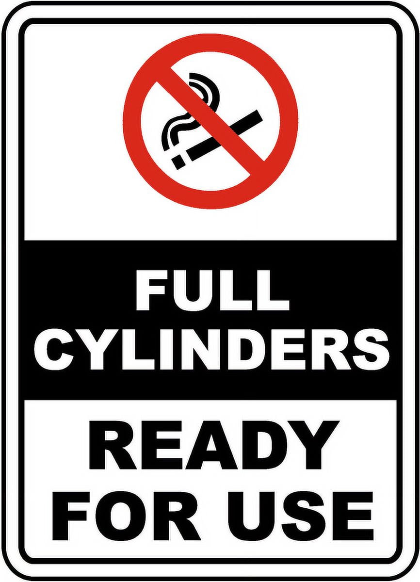 "Full Acetylene Cylinders Ready For Use" Plastic Safety Sign - 7x10 Inches, Durable HDPE For Indoor/Outdoor
