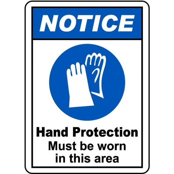 Vinyl Stickers - Hand Protection Must Be Worn Sign S6 - Safety and Warning Warehouse Signs Stickers - 3.5" x 5" - 3 Pack