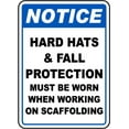thumbnail image 1 of Vinyl Stickers - Hard Hat & Fall Protection Sign - Safety and Warning Warehouse Signs Stickers - 13" x 9" - 10 Pack, 1 of 5