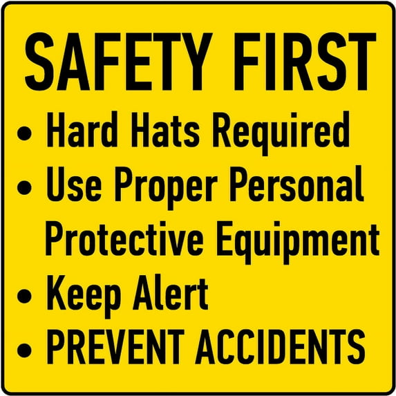 Vinyl Stickers - Hard Hats Required Use Proper PPE Sign U3 - Safety and Warning Warehouse Signs Stickers - 10" x 7" - 10 Pack