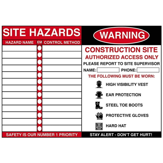Vinyl Stickers - Hazard Board Sign - Safety and Warning Warehouse Signs Stickers - 10" x 7" - 10 Pack