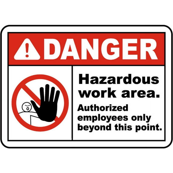 Vinyl Stickers - Hazardous Area Authorized Only Sign U7 - Safety and Warning Warehouse Signs Stickers - 10" x 7" - 10 Pack