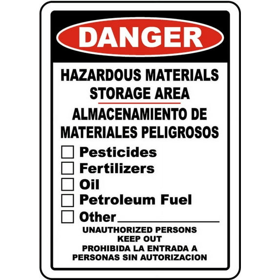 Vinyl Stickers - Hazardous Materials Storage Area Sign - Safety and Warning Warehouse Signs Stickers - 24" x 30" - 3 Pack