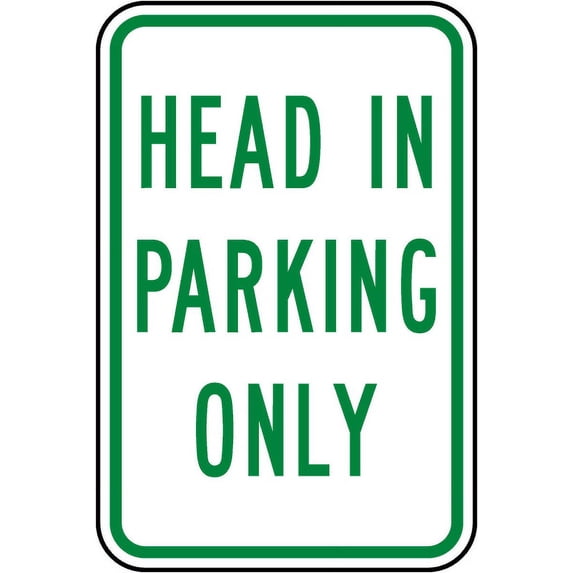 Vinyl Stickers - Head in Parking Only Sign - Safety and Warning Warehouse Signs Stickers - 10" x 7" - 10 Pack