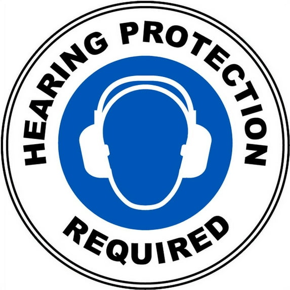 Vinyl Stickers - Hearing Protection Required Floor Sign - Safety and Warning Warehouse Signs Stickers - 18" x 24" - 6 Pack