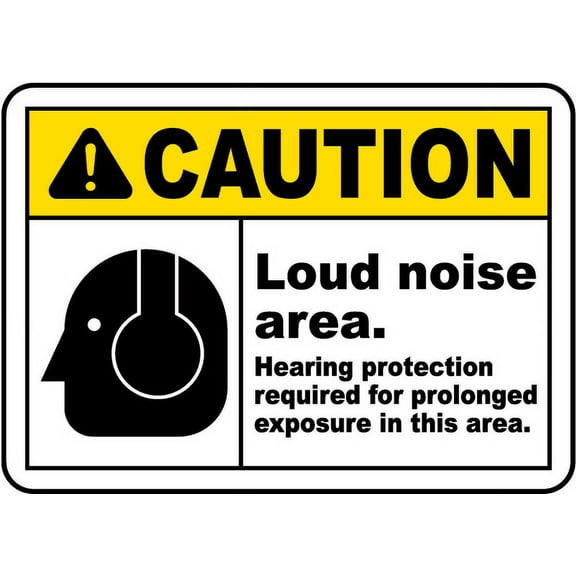 Vinyl Stickers - Hearing Protection Required Sign 12 - Safety and Warning Warehouse Signs Stickers - 10" x 7" - 10 Pack