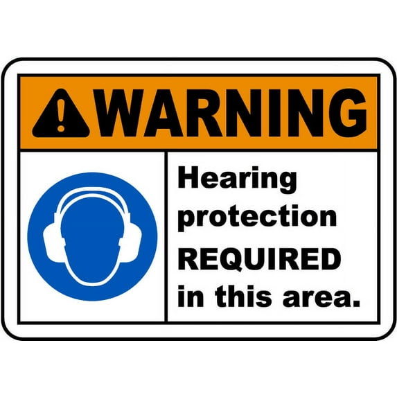 Vinyl Stickers - Hearing Protection Required Sign 5 - Safety and Warning Warehouse Signs Stickers - 3.5" x 5" - 3 Pack