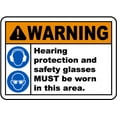 thumbnail image 1 of Vinyl Stickers - Hearing Protection & Safety Glasses Sign 2 - Safety and Warning Warehouse Signs Stickers - 18" x 24" - 10 Pack, 1 of 5