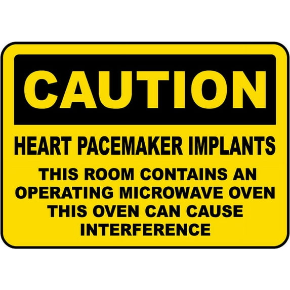 Vinyl Stickers - Heart Pacemaker Implants Sign - Safety and Warning Warehouse Signs Stickers - 13" x 9" - 10 Pack