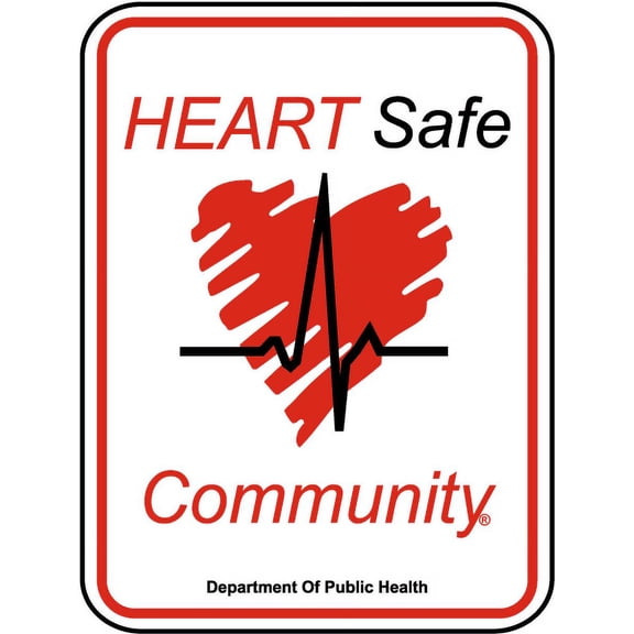 Vinyl Stickers - Heart Safe Community AED Sign - Safety and Warning Warehouse Signs Stickers - 24" x 30" - 3 Pack