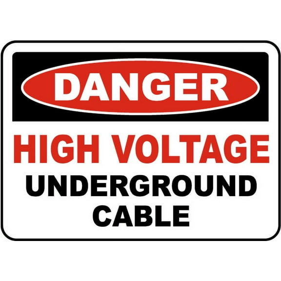 Vinyl Stickers - High Voltage Cable Underground Sign - Safety and Warning Warehouse Signs Stickers - 3.5" x 5" - 3 Pack