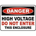 thumbnail image 1 of Vinyl Stickers - High Voltage Do Not Enter Enclosure Sign - Safety and Warning Warehouse Signs Stickers - 13" x 9" - 6 Pack, 1 of 5