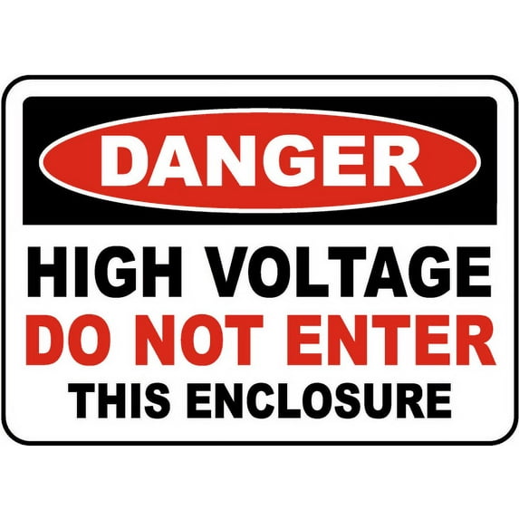 Vinyl Stickers - High Voltage Do Not Enter Enclosure Sign - Safety and Warning Warehouse Signs Stickers - 13" x 9" - 6 Pack