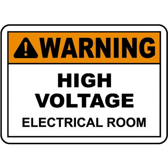 Vinyl Stickers - High Voltage Electrical Room Sign - Safety and Warning Warehouse Signs Stickers - 13" x 9" - 3 Pack