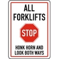 thumbnail image 1 of Vinyl Stickers - Honk Horn and Look Both Ways Sign - Safety and Warning Warehouse Signs Stickers - 24" x 30" - 3 Pack, 1 of 5