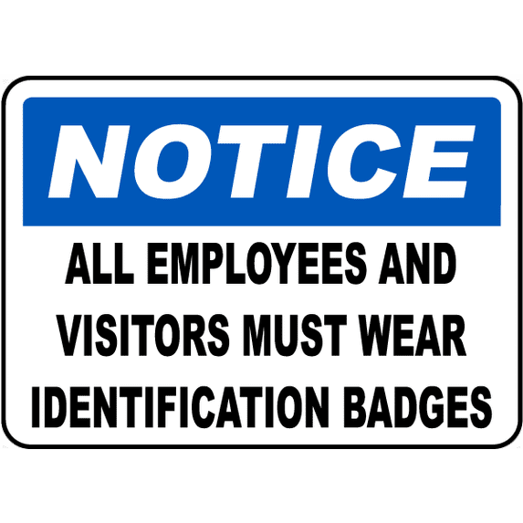 Vinyl Stickers - Identification Badges Must Be Worn Sign - Safety and Warning Warehouse Signs Stickers - 13" x 9" - 3 Pack