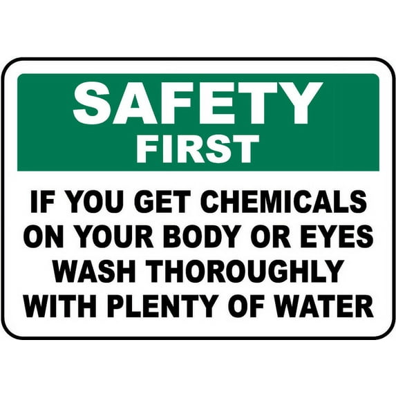 Vinyl Stickers - If You Get Chemicals on Your Body Sign - Safety and Warning Warehouse Signs Stickers - 3.5" x 5" - 6 Pack