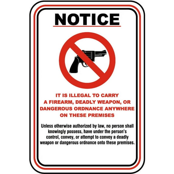 Vinyl Stickers - Illegal to Carry on Premises Sign - Safety and Warning Warehouse Signs Stickers - 10" x 7" - 3 Pack