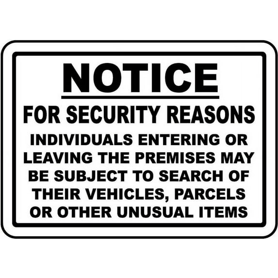 Vinyl Stickers - Individuals Subject to Search Sign Y8 - Safety and Warning Warehouse Signs Stickers - 3.5" x 5" - 10 Pack