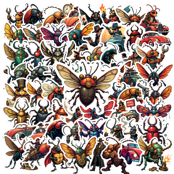 Vinyl Stickers Insect Cartoon Stickers Waterproof Decorative Stickers Cute Stickers for Notebooks Luggage Instruments