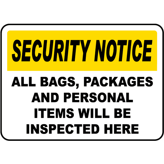 Vinyl Stickers - Items Will Be Inspected Here Sign - Safety and Warning Warehouse Signs Stickers - 3.5" x 5" - 3 Pack