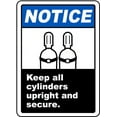 thumbnail image 1 of Vinyl Stickers - Keep All Cylinders Upright Secure Sign - Safety and Warning Warehouse Signs Stickers - 3.5" x 5" - 3 Pack, 1 of 5