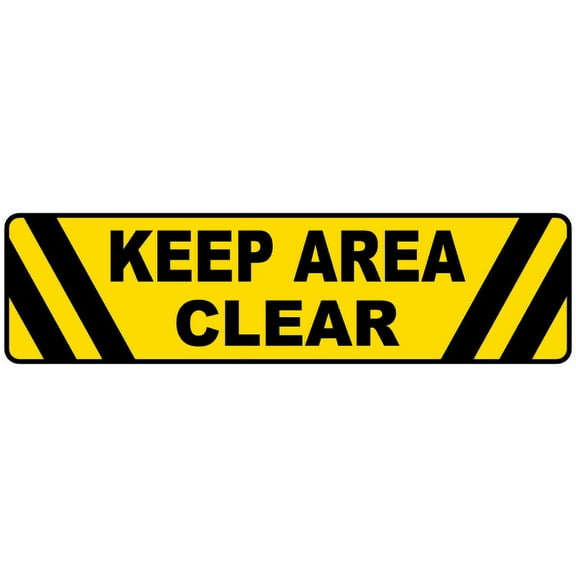 Vinyl Stickers - Keep Area Clear Floor Sign - Safety and Warning Warehouse Signs Stickers - 10" x 7" - 10 Pack