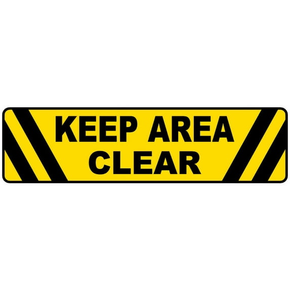 Vinyl Stickers - Keep Area Clear Floor Sign - Safety and Warning Warehouse Signs Stickers - 24" x 30" - 3 Pack