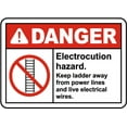 thumbnail image 1 of Vinyl Stickers - Keep Ladder Away from Power Lines Sign - Safety and Warning Warehouse Signs Stickers - 13" x 9" - 6 Pack, 1 of 5