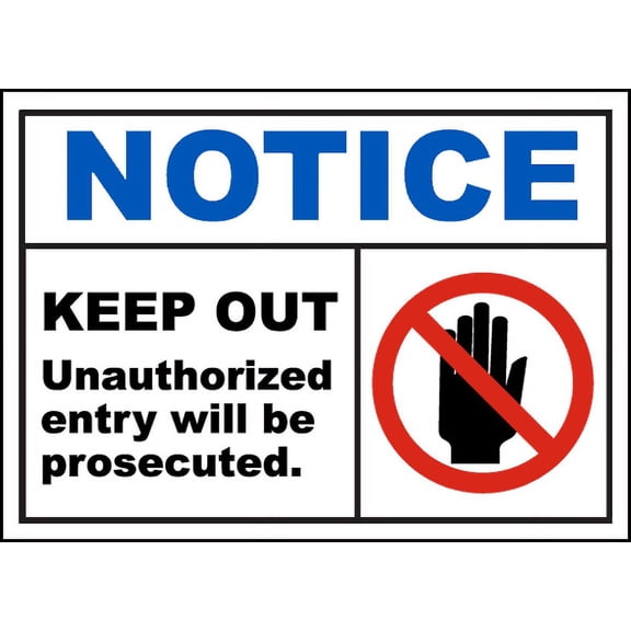 Vinyl Stickers - Keep Out Entry Will Be Prosecuted Sign - Safety and Warning Warehouse Signs Stickers - 3.5" x 5" - 3 Pack