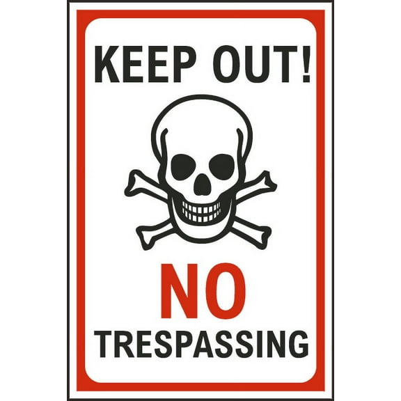 Vinyl Stickers - Keep Out No Trespassing Sign - Safety and Warning Warehouse Signs Stickers - 3.5" x 5" - 3 Pack