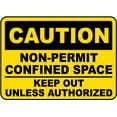 thumbnail image 1 of Vinyl Stickers - Keep Out Unless Authorized Sign - Safety and Warning Warehouse Signs Stickers - 10" x 7" - 6 Pack, 1 of 5