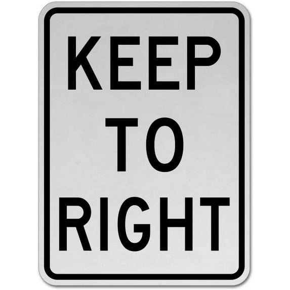 Vinyl Stickers - Keep to Right Sign - Safety and Warning Warehouse Signs Stickers - 24" x 30" - 10 Pack