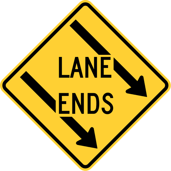 Vinyl Stickers - Left Lane Ends, Maryland - Safety and Warning Warehouse Signs Stickers - 10" x 7" - 3 Pack