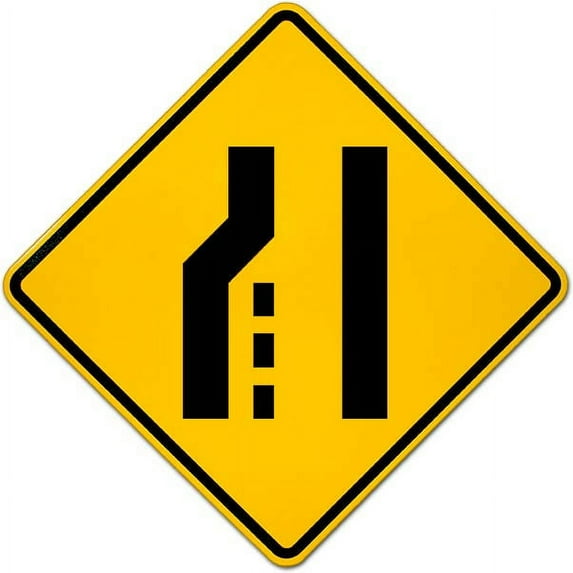 Vinyl Stickers - Left Lane Ends Sign - Safety and Warning Warehouse Signs Stickers - 13" x 9" - 3 Pack